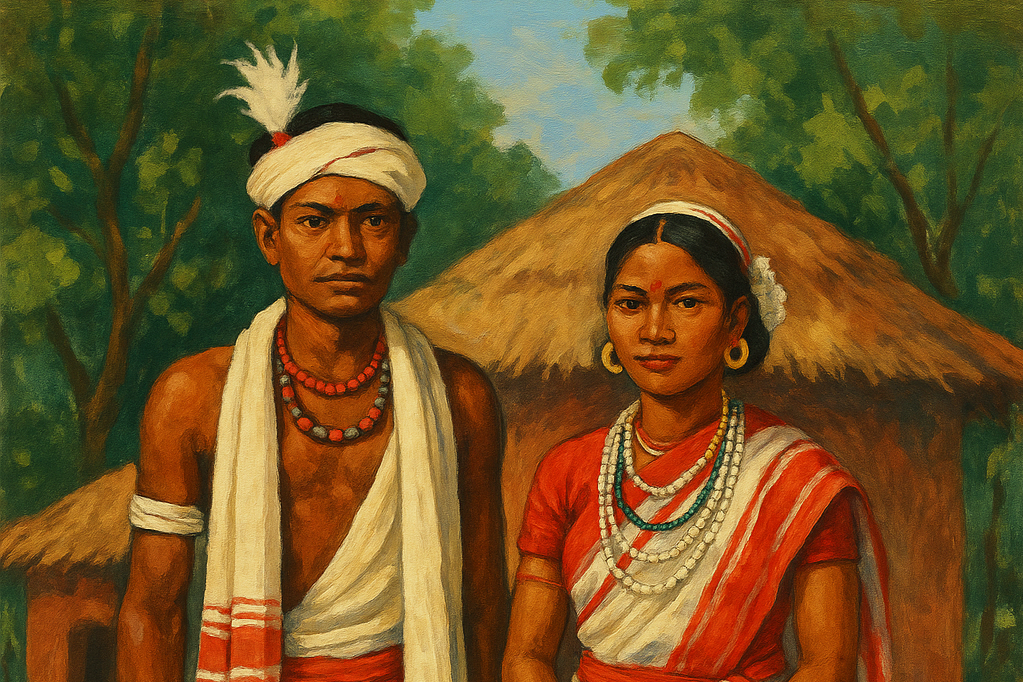 Traditional costum Kurux Indian Couple in Rural